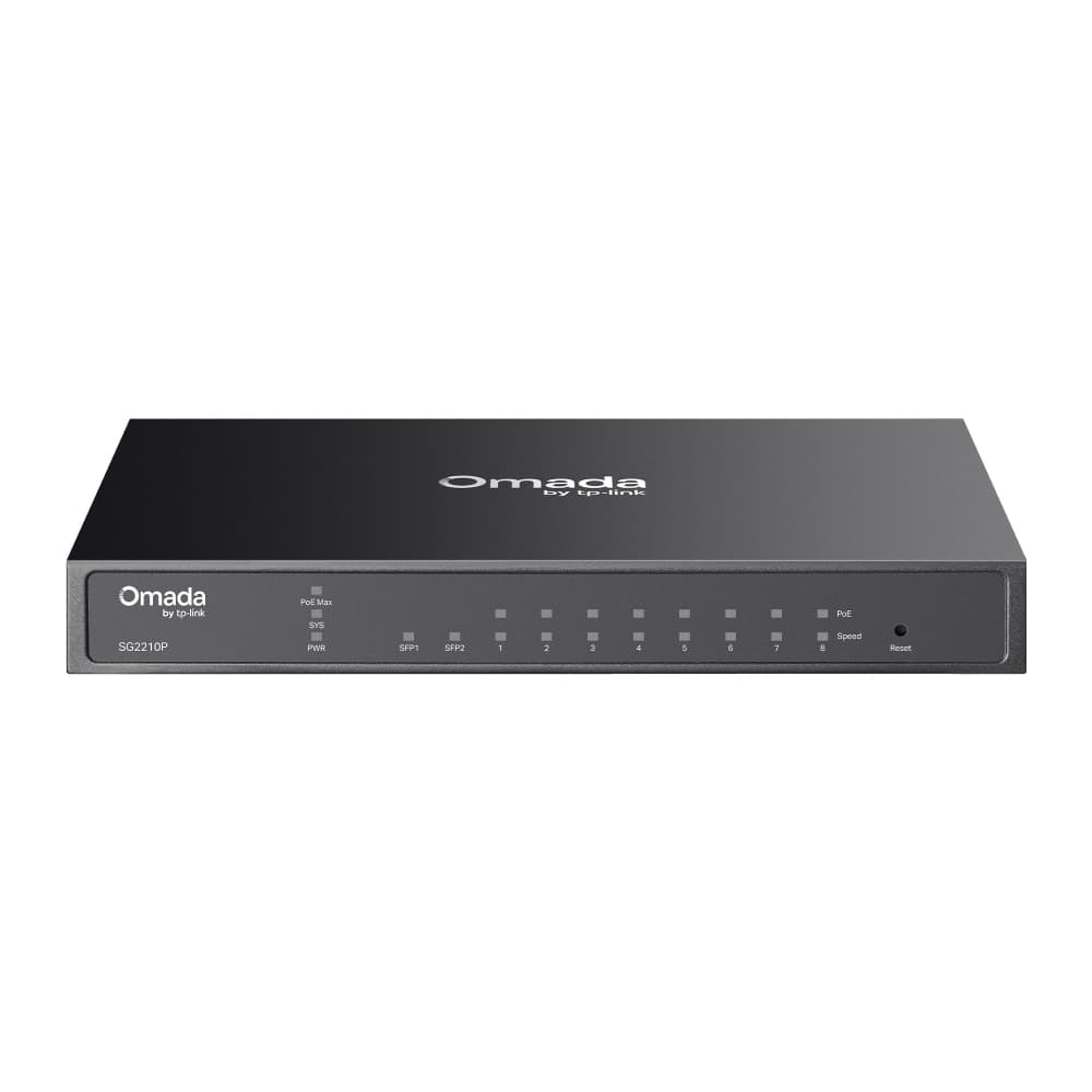 TP-Link SG2210P - Omada 8-Port Gigabit Smart PoE+ Switch with 2 SFP Slots, image 1 of 5