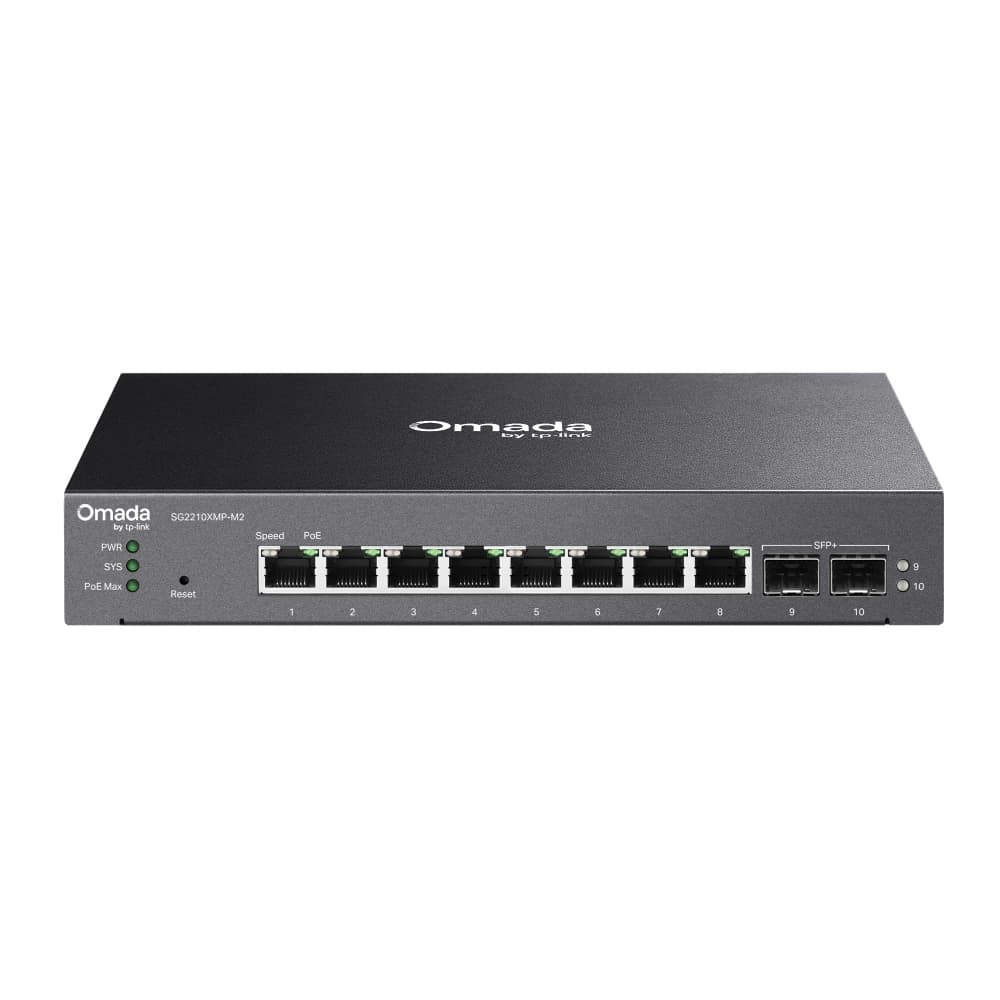 TP-Link SG2210XMP-M2 - Omada 8-Port 2.5GBASE-T and 2-Port 10GE SFP+ Smart Switch with 8-Port PoE+, image 1 of 5